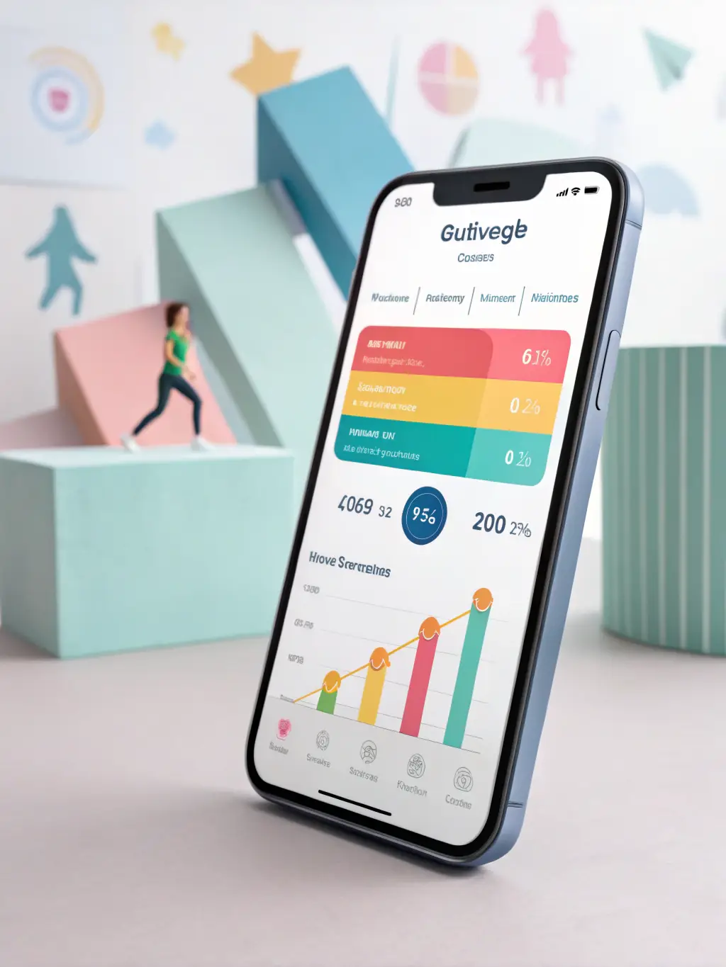 A mobile app interface displaying goal-tracking features, progress updates, and personalized feedback, used by Carrera Lee Enterprises, Inc. to help clients monitor their objectives.
